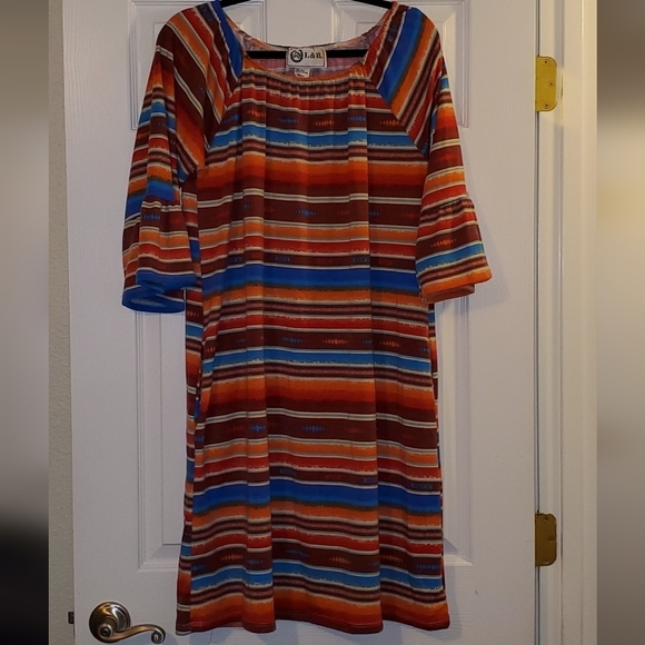L&b Striped Aztec Dress Size Medium - Picture 1 of 7